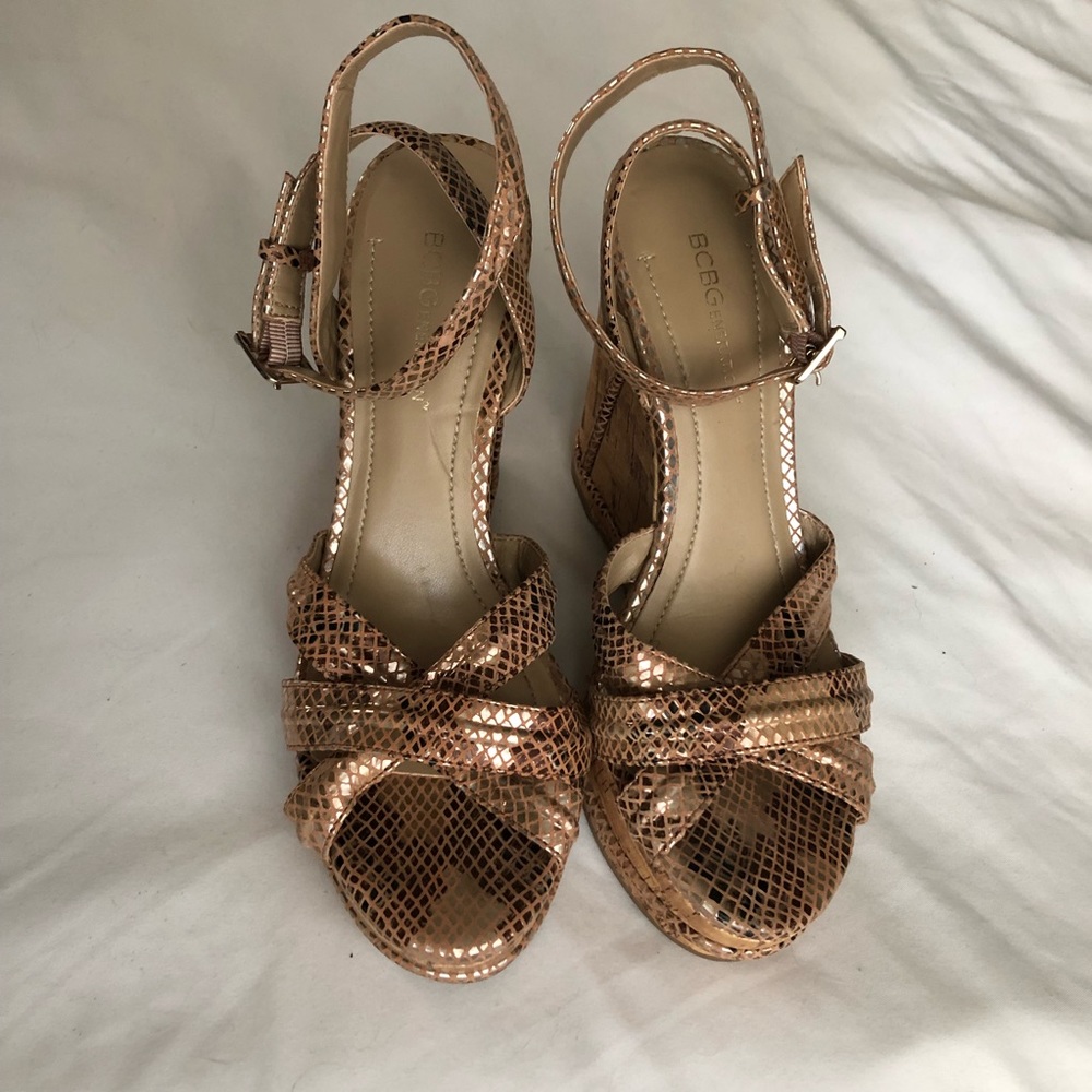 BCBG snake skin wedges - size 7